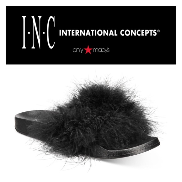 Fluffy Pom Pom Style Slides/Sandals ⚫️ SZ X-LARGE (11) - Picture 1 of 3